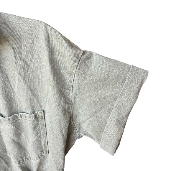 Zara Womens Short-Sleeve Button-Up Denim Romper Size S Light Gray Cotton Blend - Picture 3 of 10